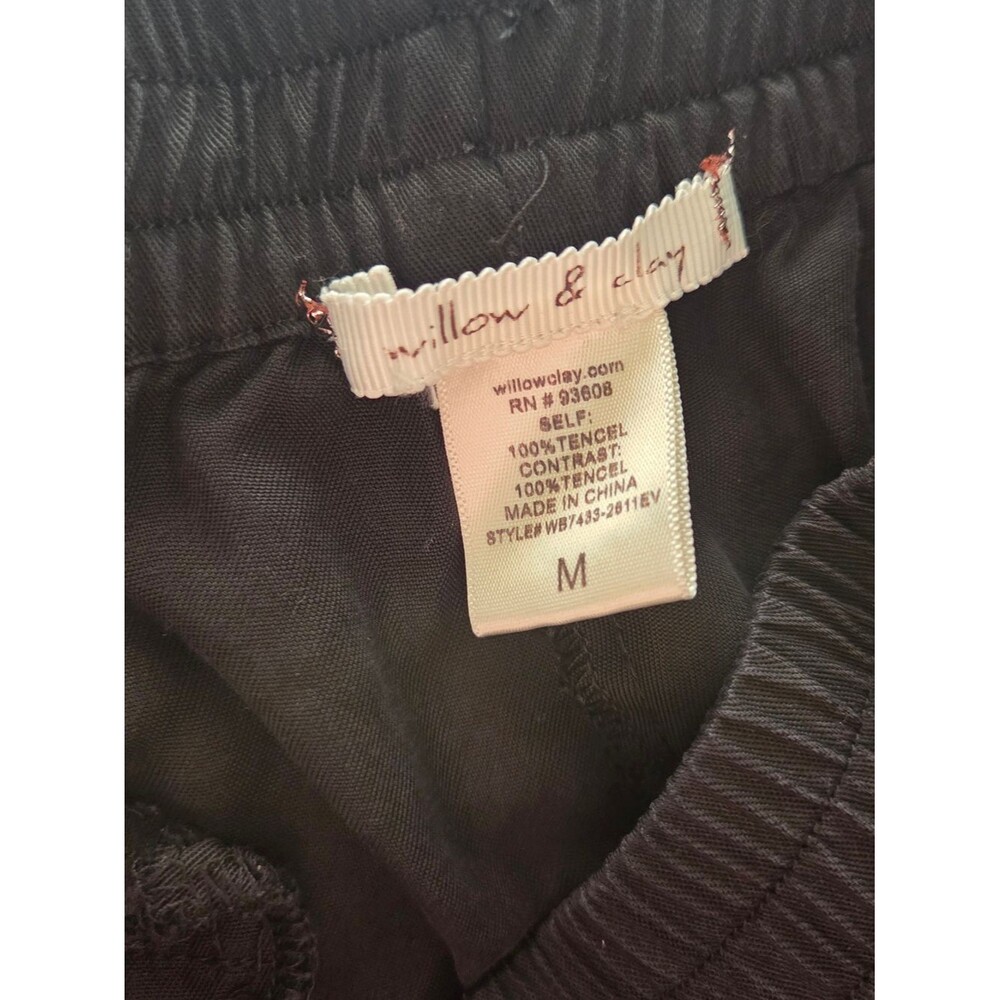 Willow & Clay Black Wide Leg Side Stripe Tencel Track Pants size M - Picture 6 of 6